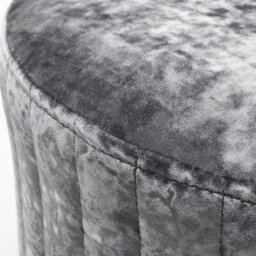 Silver Grey Velvet Dressing Table Vanity Seat Stool Round Ottoman Pouffe Footstool - thumbnail 5