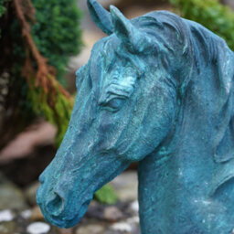 Burgess Cast Iron Horse Head Bust In Verdigris Antique Vintage Style Garden Ornament - thumbnail 2