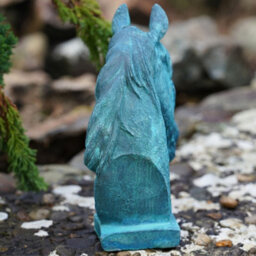 Burgess Cast Iron Horse Head Bust In Verdigris Antique Vintage Style Garden Ornament - thumbnail 4