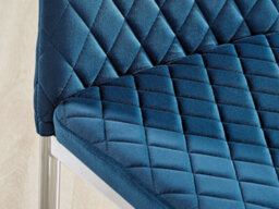 Furniturebox Uk 4X Milan Navy Hatched Velvet Dining Chairs Silver Legs - thumbnail 7
