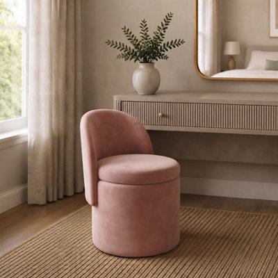Garden Greatness Blush Versatile Velvet Storage Ottoman Chair - image 1