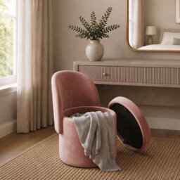 Garden Greatness Blush Versatile Velvet Storage Ottoman Chair - thumbnail 2