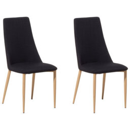 Beliani Set Of 2 Dining Chairs Clayton Fabric Black - thumbnail 1
