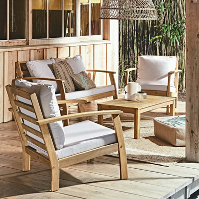 Sweeek - 4-Seater Wooden Garden Sofa Set Natural 123X82.7X74.6 Cm - Ushuaia - image 1