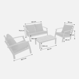 Sweeek - 4-Seater Wooden Garden Sofa Set Natural 123X82.7X74.6 Cm - Ushuaia - thumbnail 8