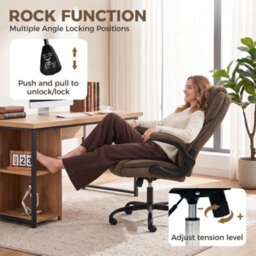 Office Chair, Computer Desk Chair With Flip-Up Armrest, Brown - thumbnail 5