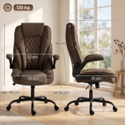 Office Chair, Computer Desk Chair With Flip-Up Armrest, Brown - thumbnail 2