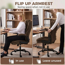 Office Chair, Computer Desk Chair With Flip-Up Armrest, Brown - thumbnail 4