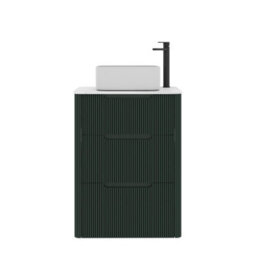 Royal Bathrooms Avenza 600mm Deep Moss Green Floor Standing Countertop Bathroom Vanity Unit 3 Drawer With Elena Basin - thumbnail 6