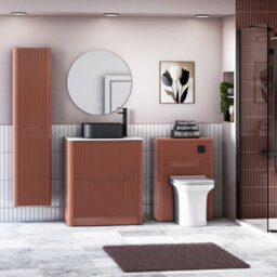 Royal Bathrooms Avenza 800mm Terracotta Clay Floor Standing Countertop Bathroom Vanity Unit 2 Drawer With Art Square Basin - thumbnail 4