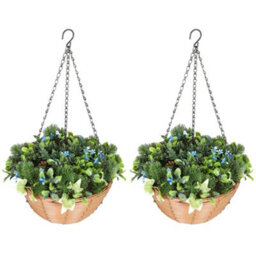 Homcom Artificial Flowers In Basket Set Of 2 With Pe Leaves And 18 Flowers - thumbnail 2