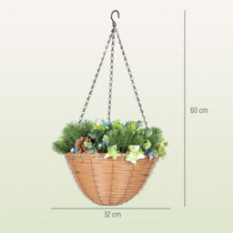 Homcom Artificial Flowers In Basket Set Of 2 With Pe Leaves And 18 Flowers - thumbnail 3