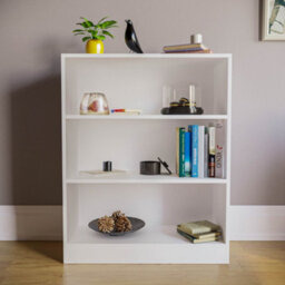 Lassic Vida Designs Cambridge White 3 Tier Low Bookcase Freestanding Shelving Unit (H)750mm (W)600mm (D)240mm - thumbnail 5