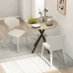 Homcom 80Cm Round Dining Table, Industrial Kitchen Table With Steel Legs - thumbnail 8
