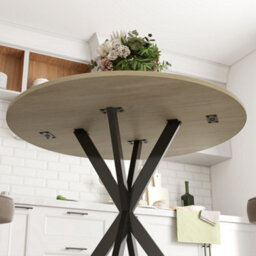 Homcom 80Cm Round Dining Table, Industrial Kitchen Table With Steel Legs - thumbnail 9