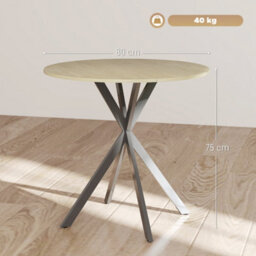 Homcom 80Cm Round Dining Table, Industrial Kitchen Table With Steel Legs - thumbnail 3