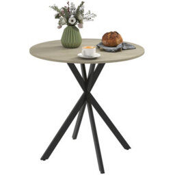 Homcom 80Cm Round Dining Table, Industrial Kitchen Table With Steel Legs - thumbnail 2
