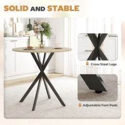 Homcom 80Cm Round Dining Table, Industrial Kitchen Table With Steel Legs - thumbnail 6