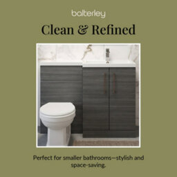 Balterley Right-Hand Bathroom Vanity And Wc Unit Combination, Basin - 1100mm - Woodgrain Anthracite, Copper Handles - thumbnail 7