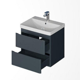 Affine Wall Mounted Bathroom Vanity Unit Basin Sink Storage Furniture Cabinet 600 Grey - thumbnail 5