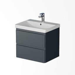 Affine Wall Mounted Bathroom Vanity Unit Basin Sink Storage Furniture Cabinet 600 Grey - thumbnail 4
