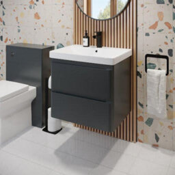 Affine Wall Mounted Bathroom Vanity Unit Basin Sink Storage Furniture Cabinet 600 Grey - thumbnail 2