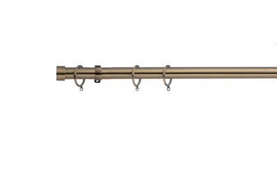 Lister Cartwright 28mm Antique Brass Fixed Metal Curtain Pole Set Rings With Stopper Finial(300 Cm) - image 1