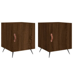 Berkfield Bedside Cabinets 2 Pcs Brown Oak 40X40X50 Cm Engineered Wood - thumbnail 2