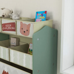 Zonekiz Kids Storage Unit With 6 Boxes, Childrens Toy Storage Organiser, Green - thumbnail 8