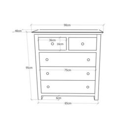 Cabinet Bits Trivento 5 Drawer Chest Of Drawers Wood Knob - thumbnail 8
