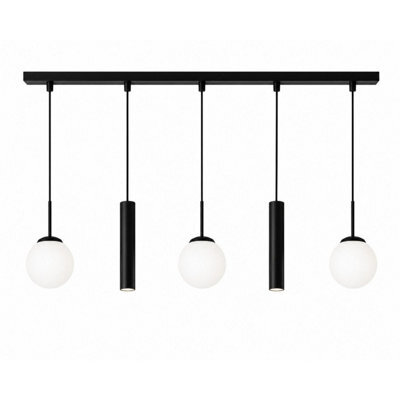 Luminosa Lighting Luminosa Mondi Bar Pendant Ceiling Light Black White Glass Shade 5X E27/gu10 - image 1