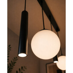 Luminosa Lighting Luminosa Mondi Bar Pendant Ceiling Light Black White Glass Shade 5X E27/gu10 - thumbnail 3