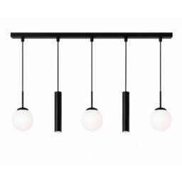 Luminosa Lighting Luminosa Mondi Bar Pendant Ceiling Light Black White Glass Shade 5X E27/gu10 - thumbnail 1