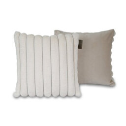 rucomfy Beanbags Rucomfy Ribbed Faux Fur 45X45Cm  Cushion - Ivory Cosy Luxury Home Decor Pillow - thumbnail 3