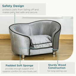 Pawhut Dog Sofa Pet Chair, Kitten Bed Couch W/ Wooden Frame, Removable Cushion - thumbnail 6