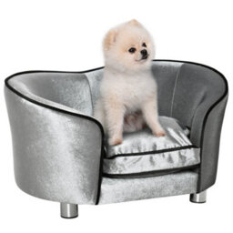 Pawhut Dog Sofa Pet Chair, Kitten Bed Couch W/ Wooden Frame, Removable Cushion - thumbnail 2