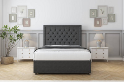 "Comfort Rio Graphite Dumfries Divan Bed Set 2 Drawers Same Side - 54"" Floor Standing 5' King" - image 1