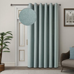 Aspire Homeware Sage Green Linen 100%blackout Curtain-Thermal Eyelet Room Darkening Single Panel Door Curtain (W)168Cmx(D)213Cm