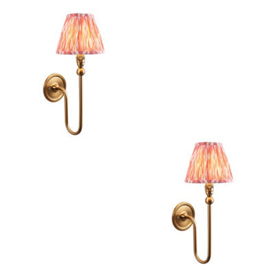 Loops Stylish 2 Pack Dimmable Wall Lights With Coral Pink Shades - image 1