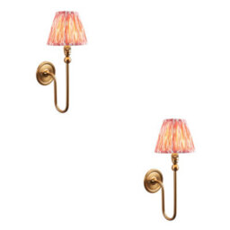 Loops Stylish 2 Pack Dimmable Wall Lights With Coral Pink Shades