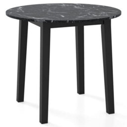 Round Dining Table Marble Veneer Mdf Rubber Wood Legs 80Kg Capacity - thumbnail 1