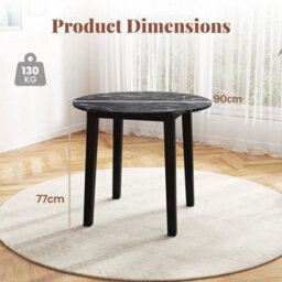 Round Dining Table Marble Veneer Mdf Rubber Wood Legs 80Kg Capacity - thumbnail 2