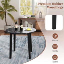 Round Dining Table Marble Veneer Mdf Rubber Wood Legs 80Kg Capacity - thumbnail 5