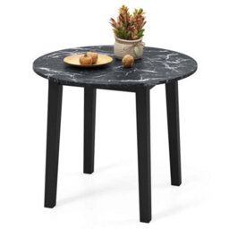 Round Dining Table Marble Veneer Mdf Rubber Wood Legs 80Kg Capacity - thumbnail 6
