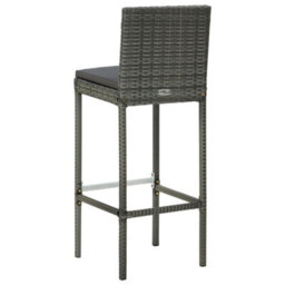Berkfield 5 Piece Garden Bar Set With Cushions Poly Rattan Grey - thumbnail 6