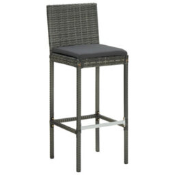 Berkfield 5 Piece Garden Bar Set With Cushions Poly Rattan Grey - thumbnail 3