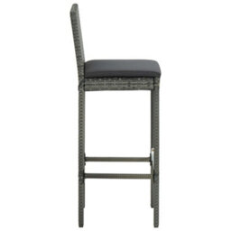 Berkfield 5 Piece Garden Bar Set With Cushions Poly Rattan Grey - thumbnail 5