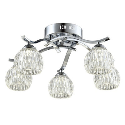 Harper Living Modern 5 Light Semi-Flush Ceiling Light, G9 Cap Type, Polished Chrome Finish, Glass Shades Included, Bulbs Not Included - image 1