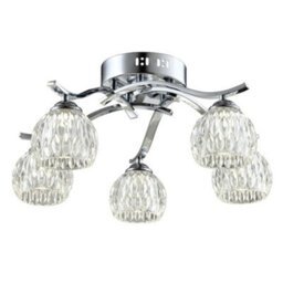 Harper Living Modern 5 Light Semi-Flush Ceiling Light, G9 Cap Type, Polished Chrome Finish, Glass Shades Included, Bulbs Not Included - thumbnail 1