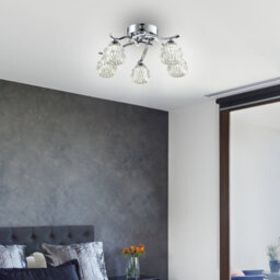 Harper Living Modern 5 Light Semi-Flush Ceiling Light, G9 Cap Type, Polished Chrome Finish, Glass Shades Included, Bulbs Not Included - thumbnail 2